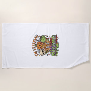 Im Freaking Melting Halloween Ice Cream Skull Pump Beach Towel