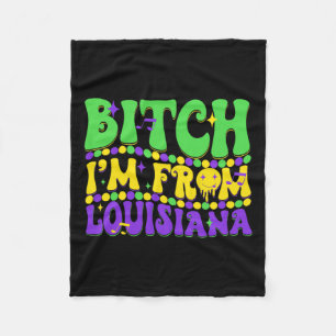 I'm From Louisiana Mardi Gras Fleur De Lis Fat Tue Fleece Blanket