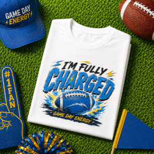 I'm Fully Charged Game Day Energy Football T-Shirt