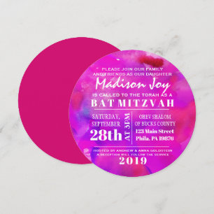 I'M FUSHIA WATERCOLOR Bat Mitzvah Invitation