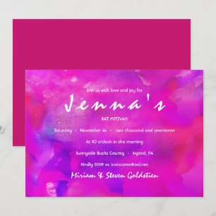I'M FUSHIA WATERCOLOR Bat Mitzvah Invitation