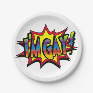 I'm Gay Burst Paper Plate