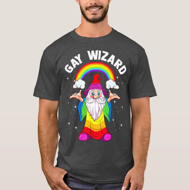 Im Gay  Men Boyfriend Gift Rainbow Wizard LGB T-Shirt (Front)