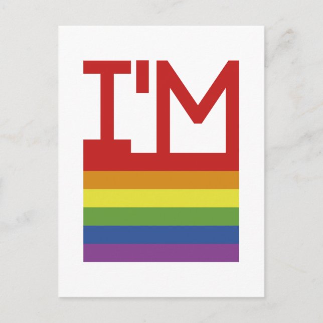 I'm Gay | Rainbow Flag Postcard (Front)