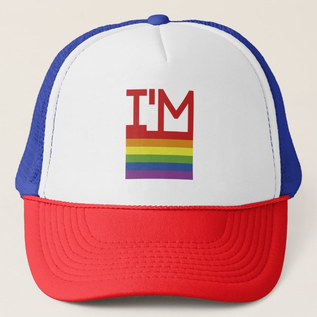 I'm Gay | Rainbow Flag Trucker Hat (Front)