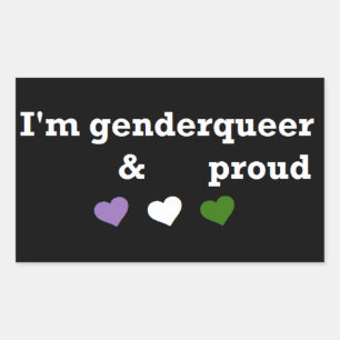 I'm genderqueer & proud rectangular sticker
