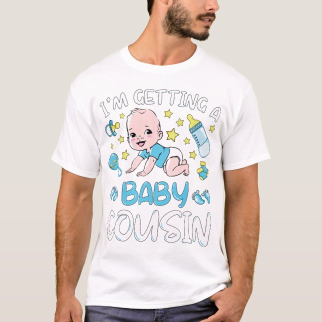 I'm Getting A Baby Cousin Boy Gender Reveal Men T-Shirt (Front)