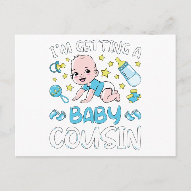 I'm Getting A Baby Cousin Boy Gender Reveal Postcard (Front)
