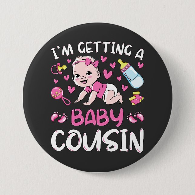 I'm Getting A Baby Cousin Girl Gender Reveal Round 7.5 Cm Round Badge (Front)