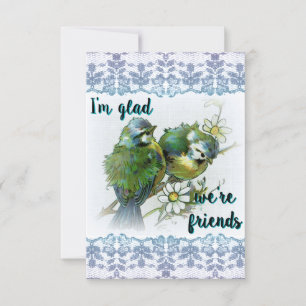 I'm Glad We're Friends Blue Birds Small Thank You Card