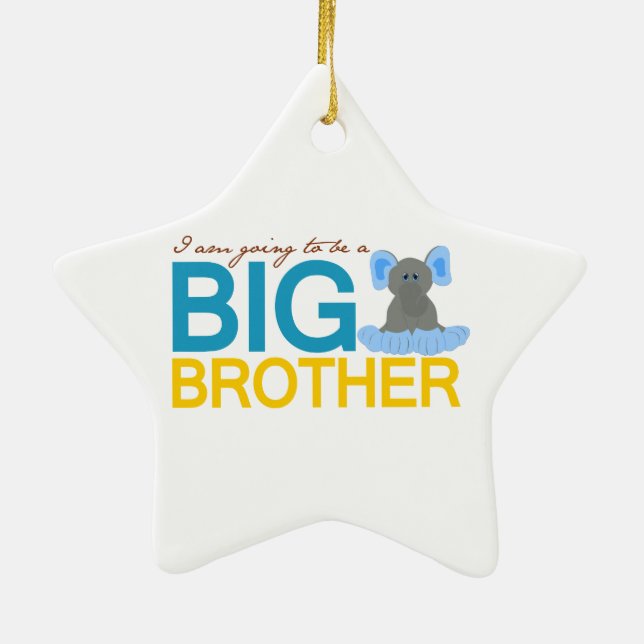 I'm Going to be a Big Brother Elephant Ceramic Tree Decoration (Back)
