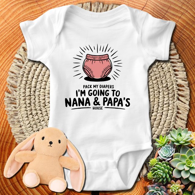 I'm Going To Nana and Papa's House, Funny Grandpa Baby Bodysuit (Creator Uploaded)