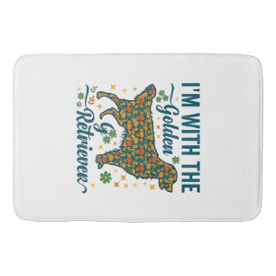 Im Golden Retriever Dog Halloween Pumpkins Leaves_ Bath Mat