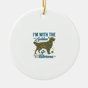 Im Golden Retriever Dog Halloween Pumpkins Leaves_ Ceramic Ornament