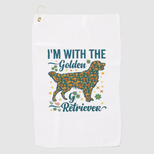 Im Golden Retriever Dog Halloween Pumpkins Leaves_ Golf Towel