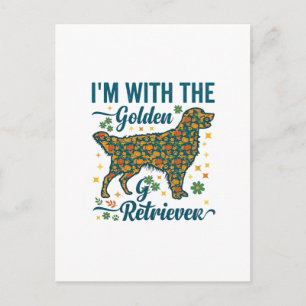 Im Golden Retriever Dog Halloween Pumpkins Leaves_ Postcard