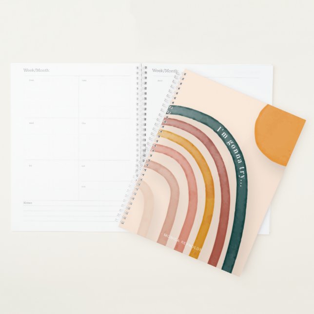 I'm Gonna Try | Funny Rainbow Monogram Planner (Display)