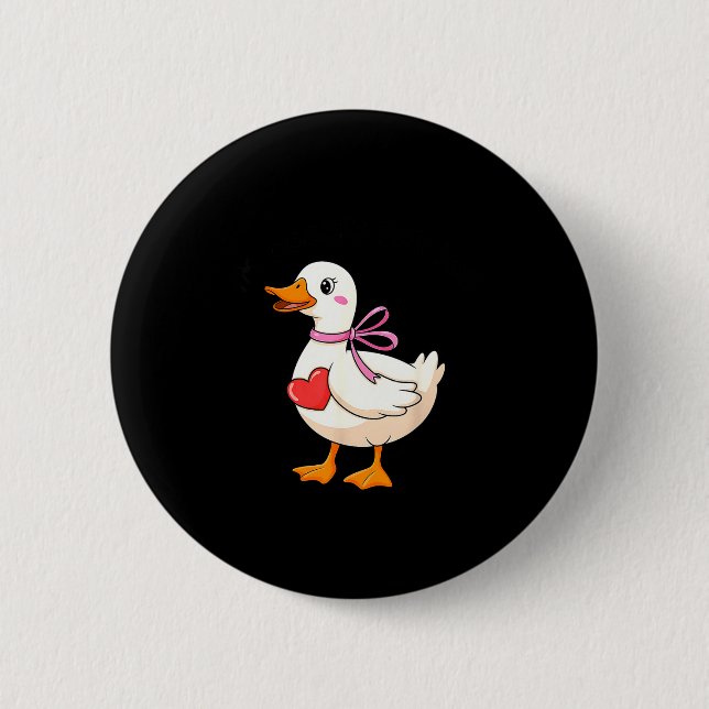 I'm Goosey For You Coquette Valentine Goose  6 Cm Round Badge (Front)