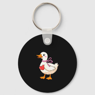 I'm Goosey For You Coquette Valentine Goose  Key Ring