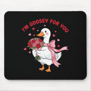 Im Goosey For You Silly Goose Flower Bouquet Valen Mouse Pad