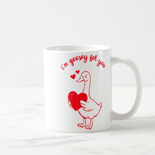 I'm Goosey For You Valentine Goose Hearts Minimal  Coffee Mug (Right)