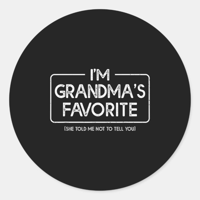 I'm Grandma's Favorite Grandson Granddaughter Humo Classic Round Sticker (Front)