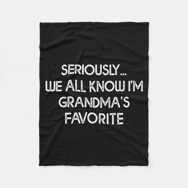 I'm Grandma's Favorite Grandson Granddaughter Humo Fleece Blanket (Front)