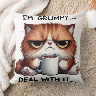 I'm Grumpy, Deal With It Cat Cushion
