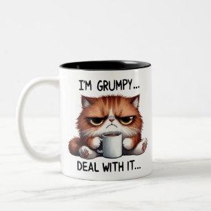 I'm Grumpy, Deal With It Cat Two-Tone Coffee Mug