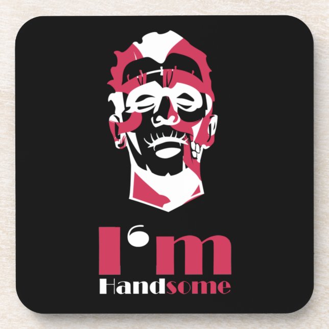 I'm handsome abstract face coaster (Front)