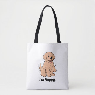 Im Happy Cute Golden Retriever Puppy Cartoon Tote Bag