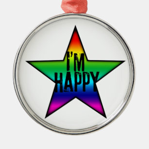 I'm Happy Gay Lesbian Rainbow Round Ornament