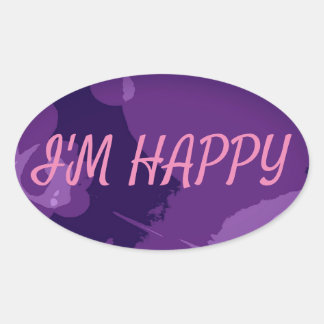 I'M HAPPY OVAL STICKER