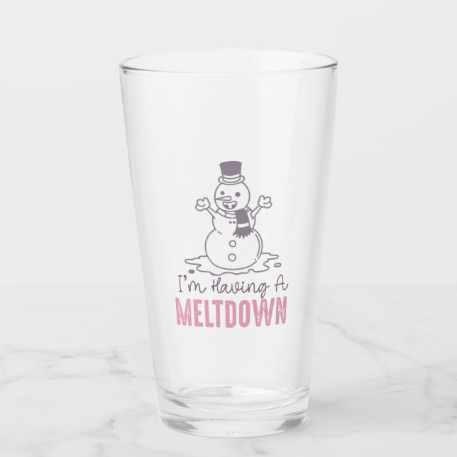 I'm Having a Meltdown - Funny Snowman Design Glass (Front)