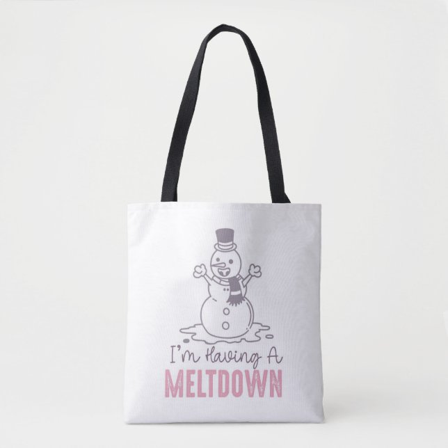 I'm Having a Meltdown - Funny Snowman Design Tote Bag (Front)
