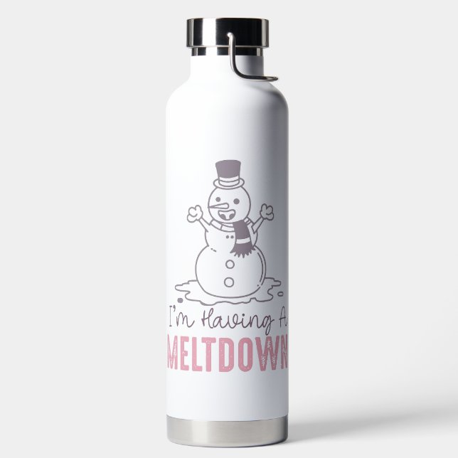 I'm Having a Meltdown - Funny Snowman Design Water Bottle (Left)