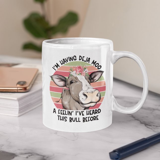 I'm Having Deja Moo Defined Funny Floral Cow Coffee Mug (Creator Uploaded)