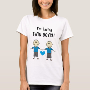 I'm having TWIN BOYS Adorable Stick Figure Boys T-Shirt
