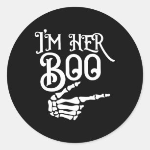 I'm Her Boo I'm His Ghoul Spooky Ghost Halloween C Classic Round Sticker
