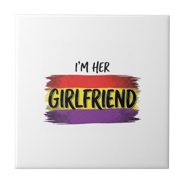 Im Her Girlfriend Rainbow Pride Vector Shirt Ceramic Tile (Front)
