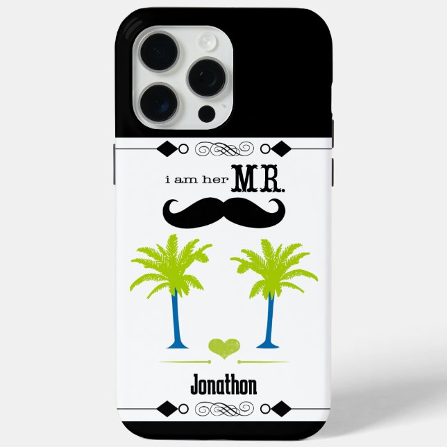 I'm Her Mr. Moustache Groom Beach Palm Tree Case-Mate iPhone Case (Back)