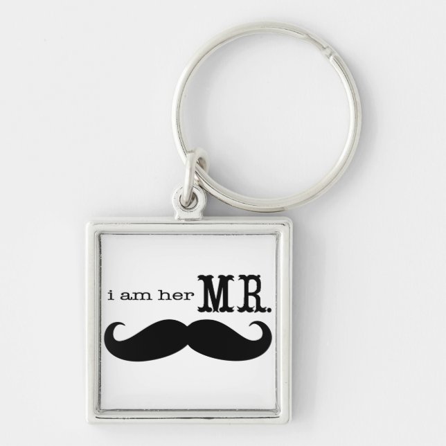 I'm Her Mr. Moustache Grooms Gifts Key Ring (Front)