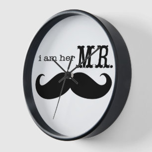 I'm Her Mr. Moustache Grooms Gifts Wall Clock