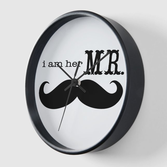 I'm Her Mr. Moustache Grooms Gifts Wall Clock (Angle)
