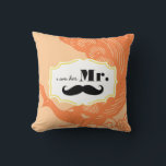 I'm Her Mr. Moustache Peach Peacock Pillow<br><div class="desc">Tangerine Vintage Modern Peacock Wedding Invitations</div>