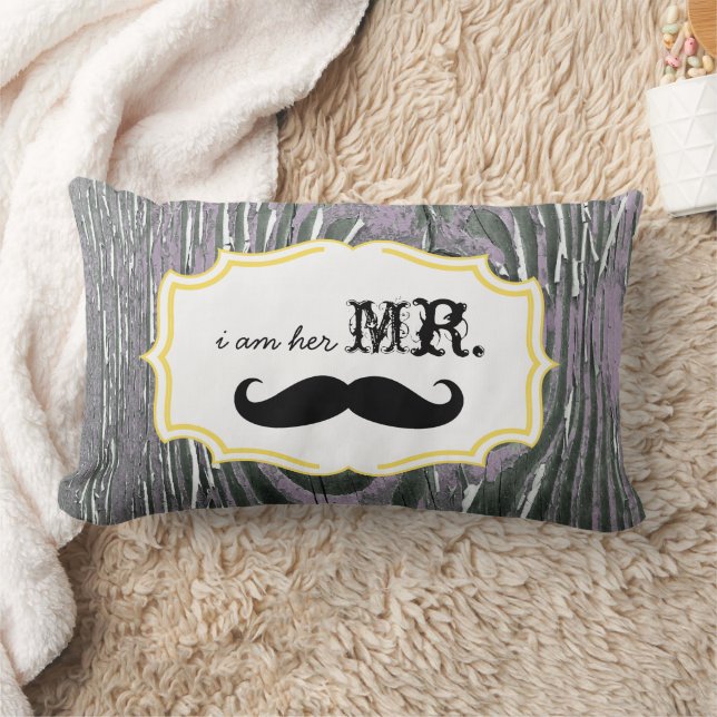 I'm Her Mr. Old Wood Lavender Moustache Pillow (Blanket)