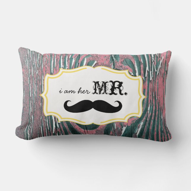 I'm Her Mr. Old Wood Mauve Moustache Pillow (Front)