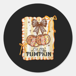 I'm Her Pumpkin Cherry Couple Coquette Bow Fall Th Classic Round Sticker