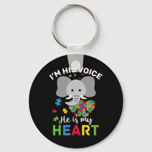 I'm Her Voice He Is My Heart Autism Mum Autism Awa Key Ring