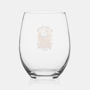 Im Here Boos Halloween Ghost Drink Spiderweb Bat_1 Stemless Wine Glass